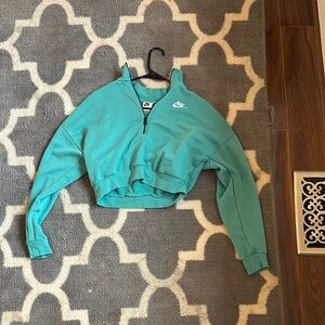 Nike Green Cropped Zippered Hoodie
